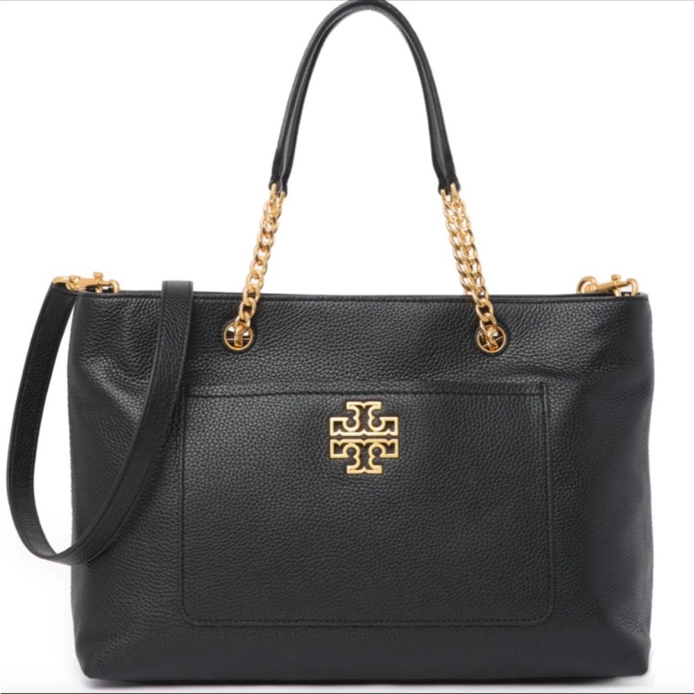 Tory Burch Shoulder Bag Britten 2-way Black Leather Satchel